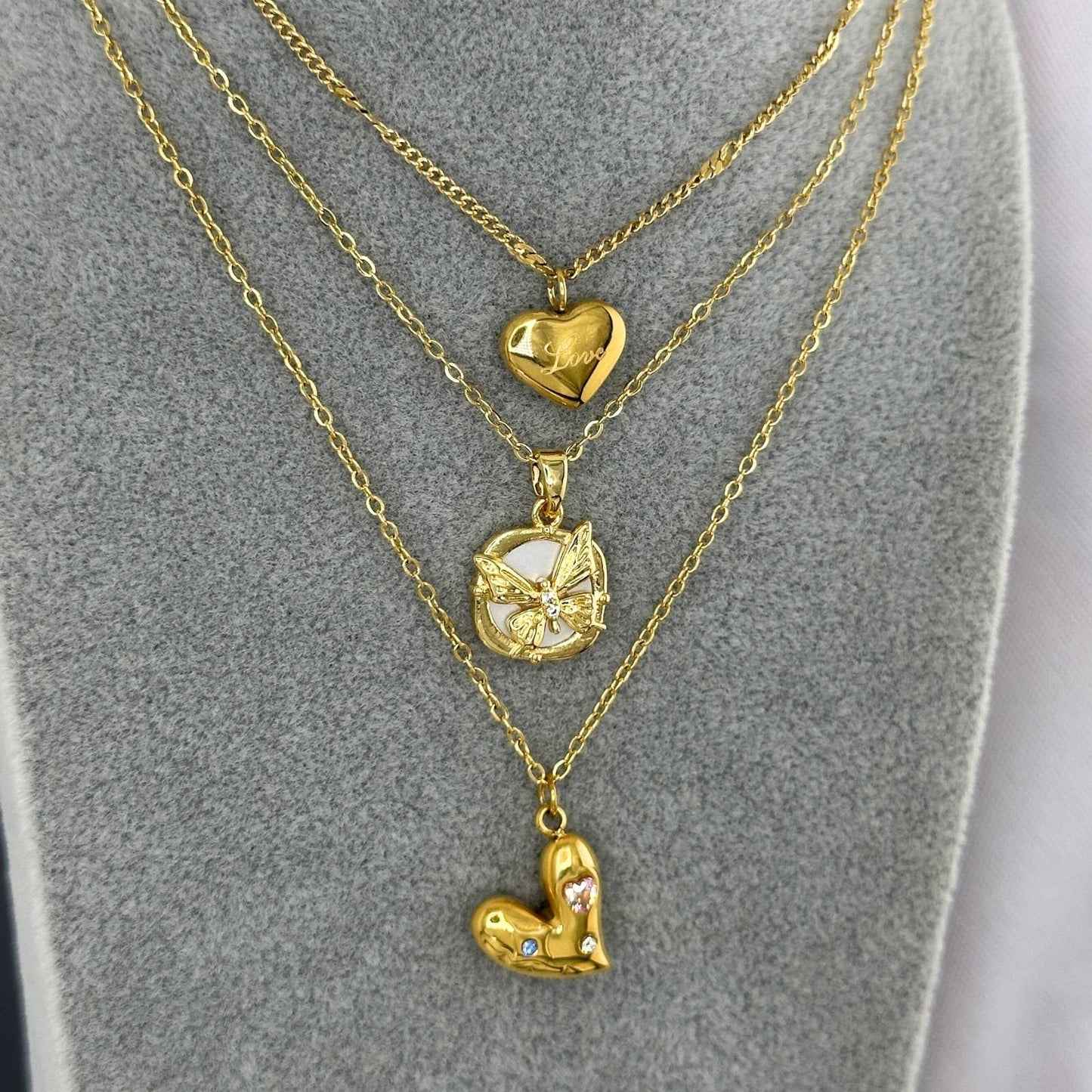 18K gold plated Stainless steel Heart necklace, Intensity (no.15)