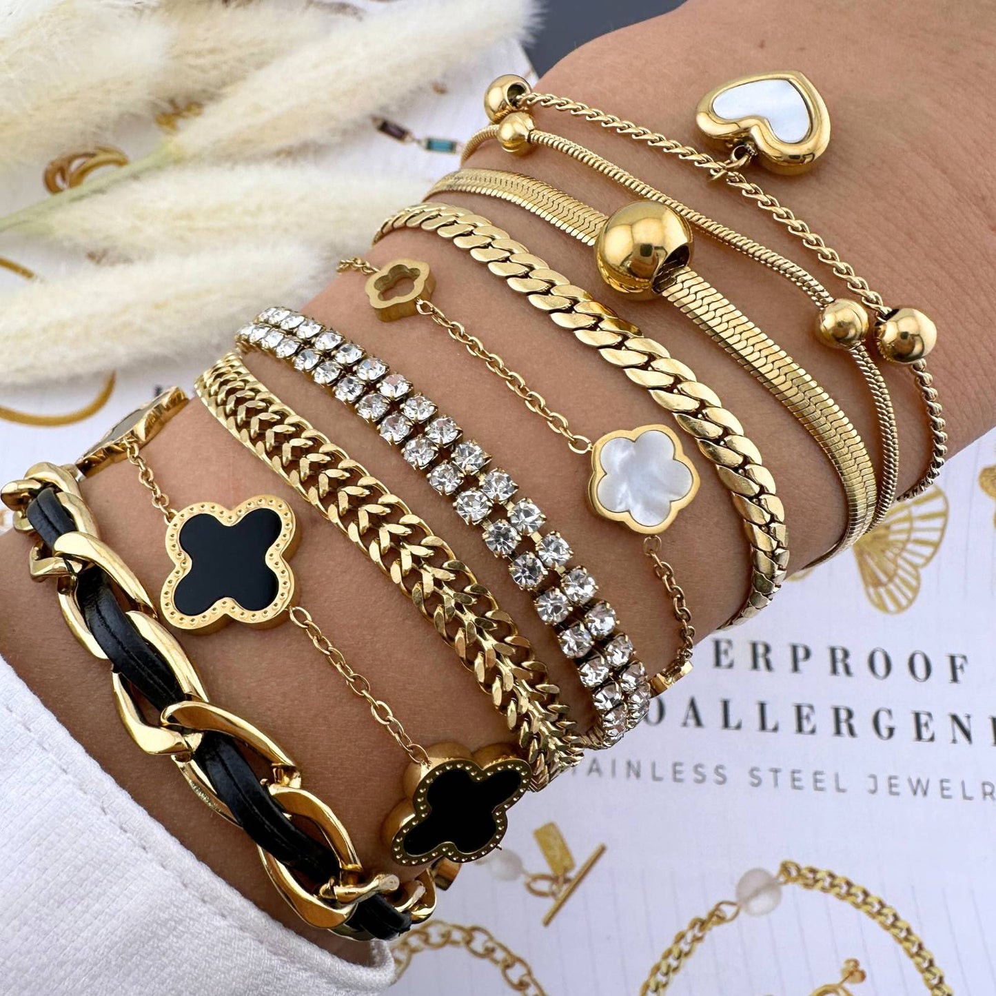 18K gold plated Stainless steel Heart bracelet, Intensity (no.45)