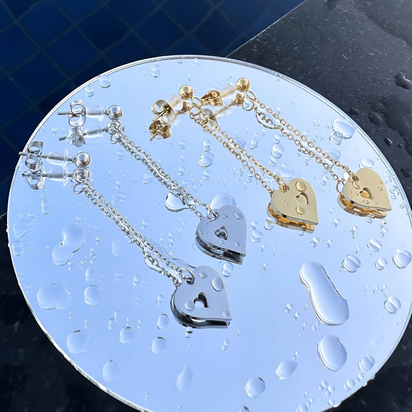 18K gold plated Stainless steel Hearts earrings, Intensity(no.96)