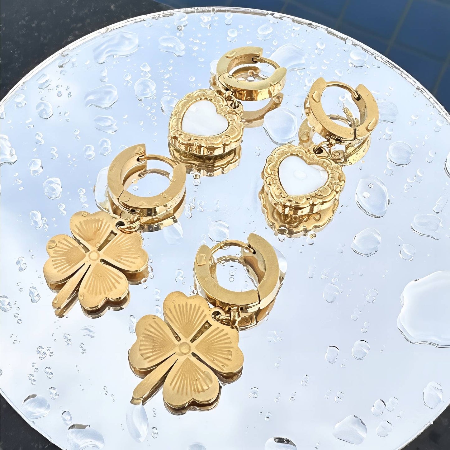 18K gold plated Stainless steel earrings, Intensity (no.32)