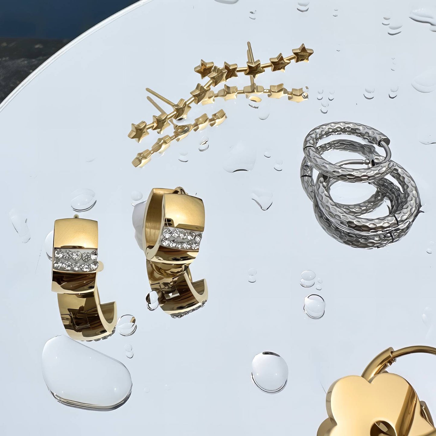 18K gold plated Stainless steel earrings, Intensity (no.21)