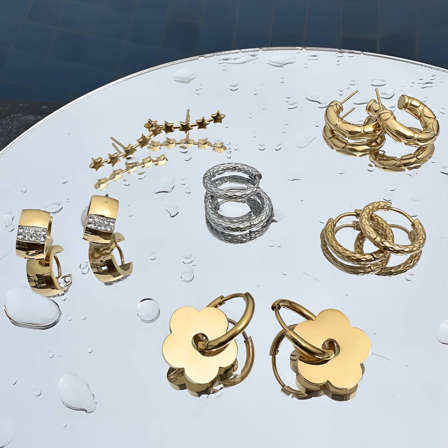 18K gold plated Stainless steel earrings, Intensity (no.21)