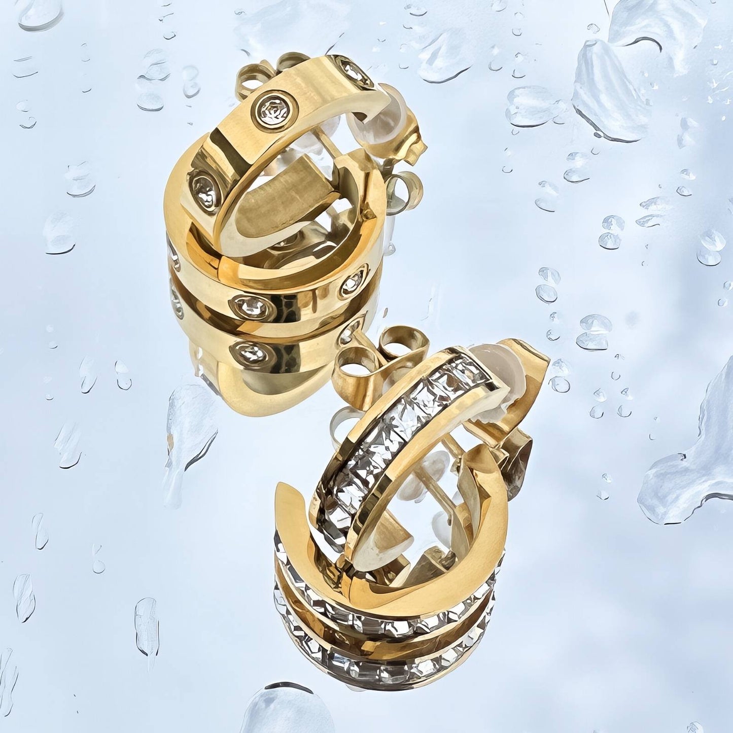 18K gold plated Stainless steel earrings, Intensity (no.26)
