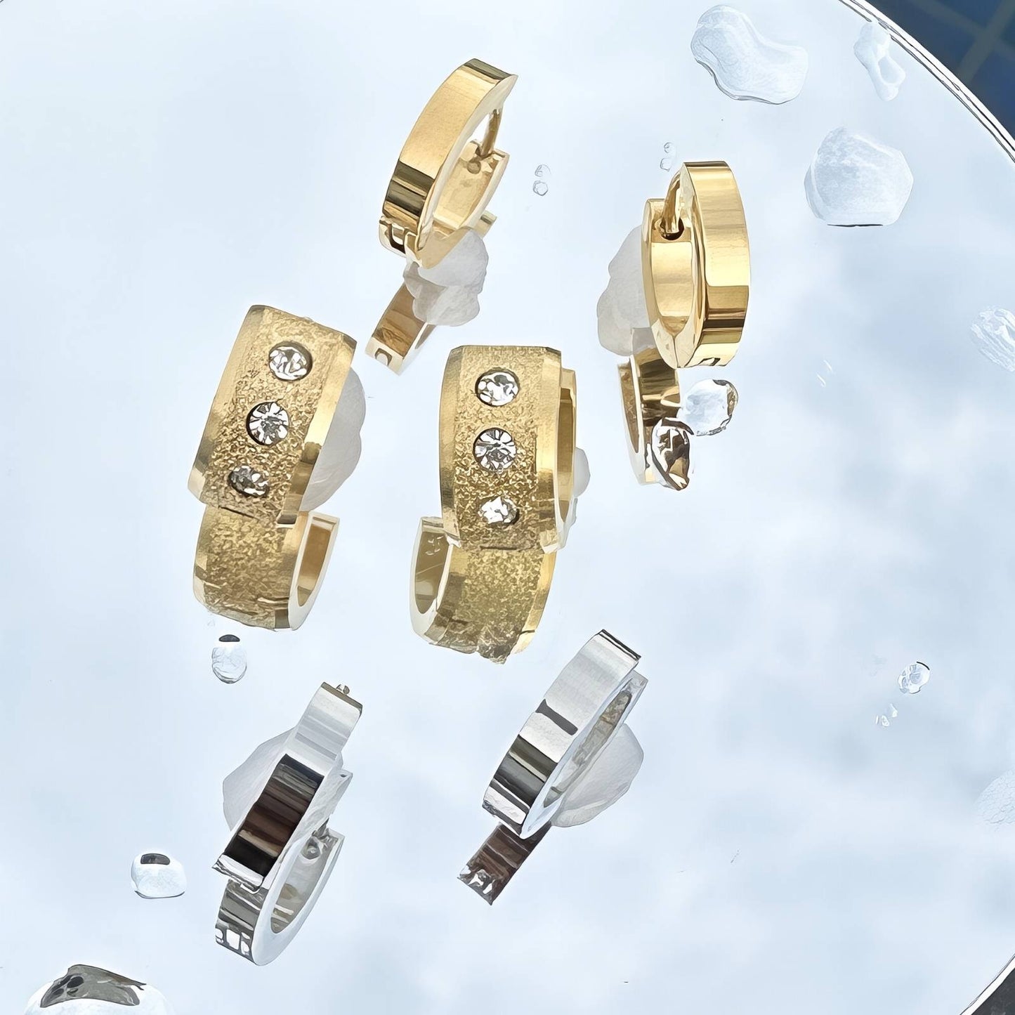 18K gold plated Stainless steel earrings, Intensity (no.16)