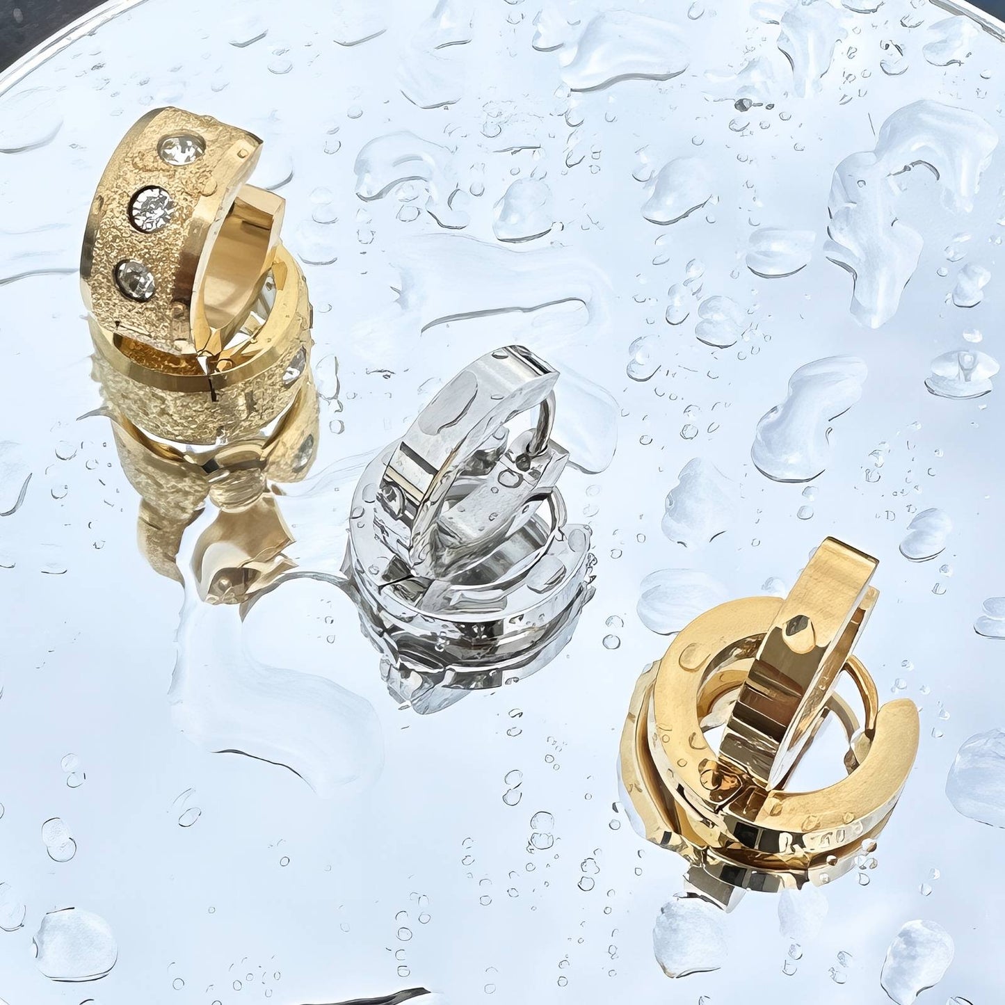 18K gold plated Stainless steel earrings, Intensity (no.16)