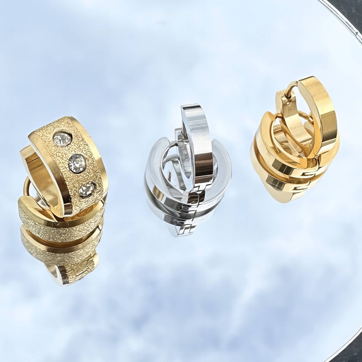 18K gold plated Stainless steel earrings, Intensity (no.16)
