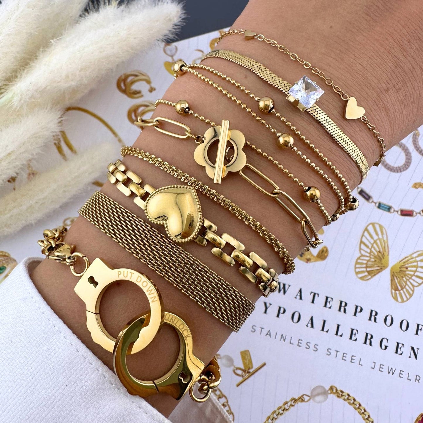 18K gold plated Stainless steel bracelet, Intensity(no.90)