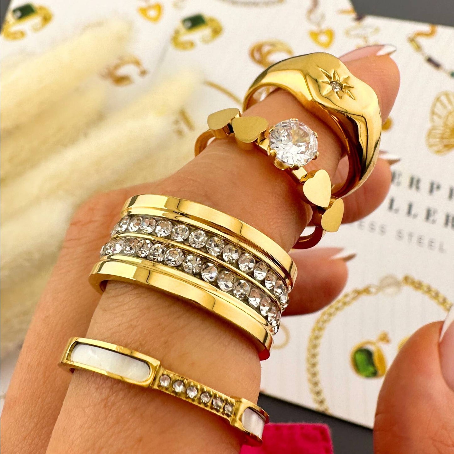 18K gold plated Stainless steel finger ring, Intensity (no.19)