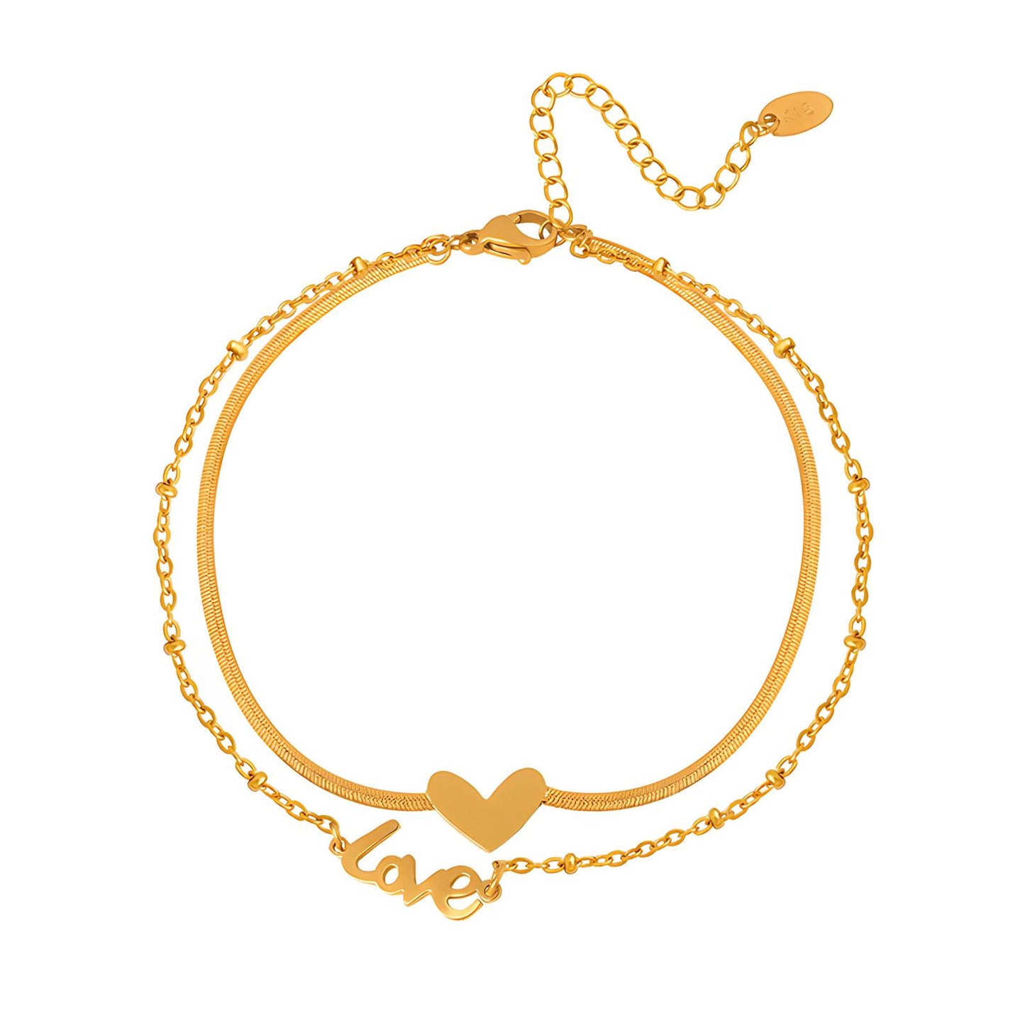 18K gold plated Stainless steel Hearts anklet, Intensity (no.23)