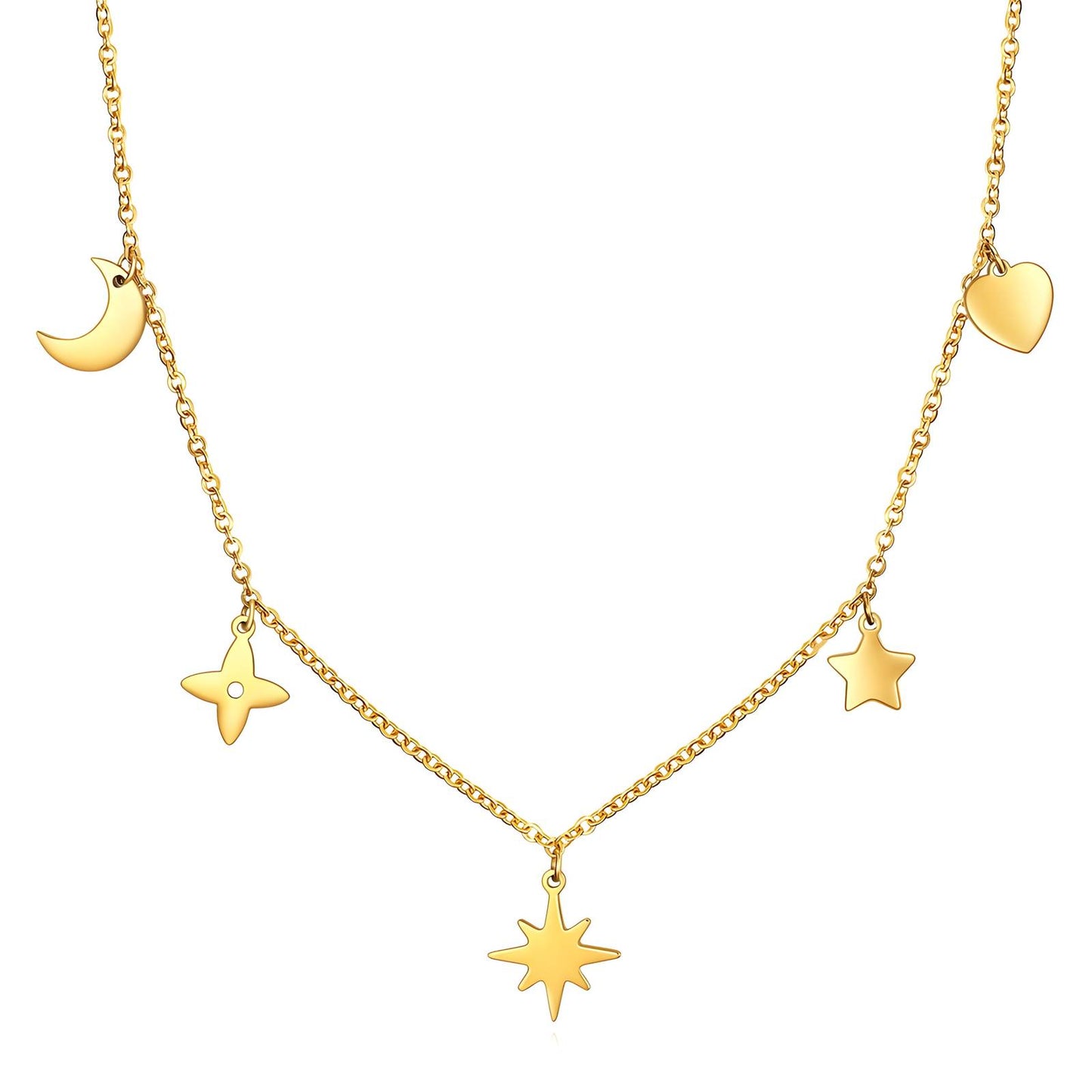 18K gold plated Stainless steel Star necklace, Intensity (no.54)