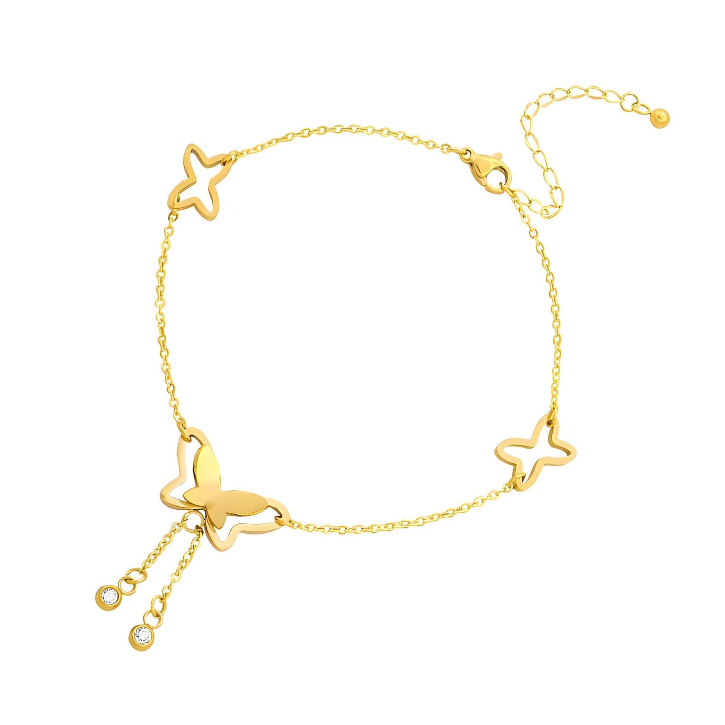 18K gold plated Stainless steel Butterfly anklet, Intensity (no.49)
