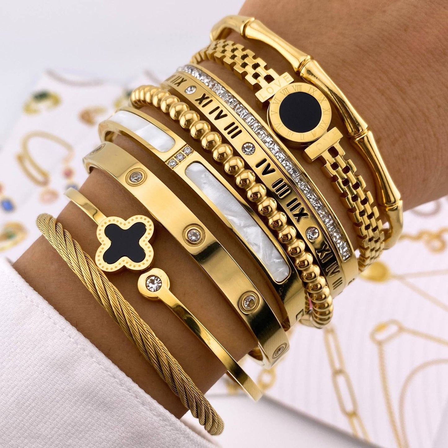 18K gold plated Stainless steel bracelet, Intensity (no.14)