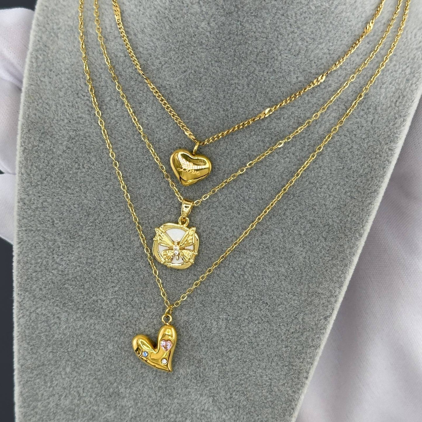 18K gold plated Stainless steel  Heart necklace, Intensity (no.15)
