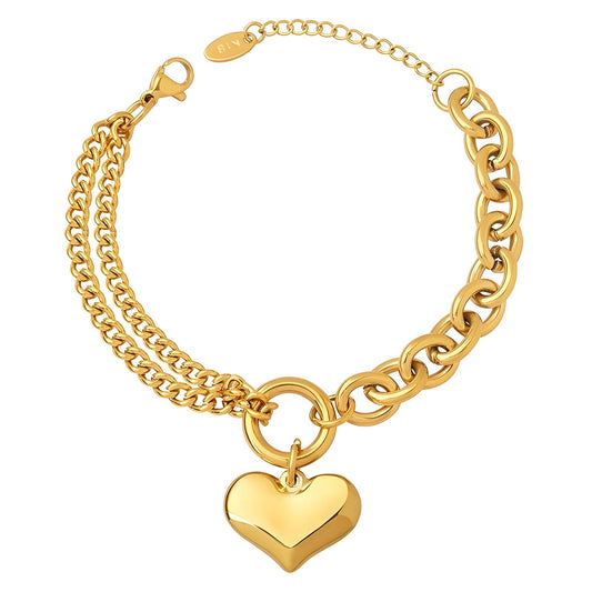 18K gold plated Stainless steel  Heart bracelet, Intensity (no.47)