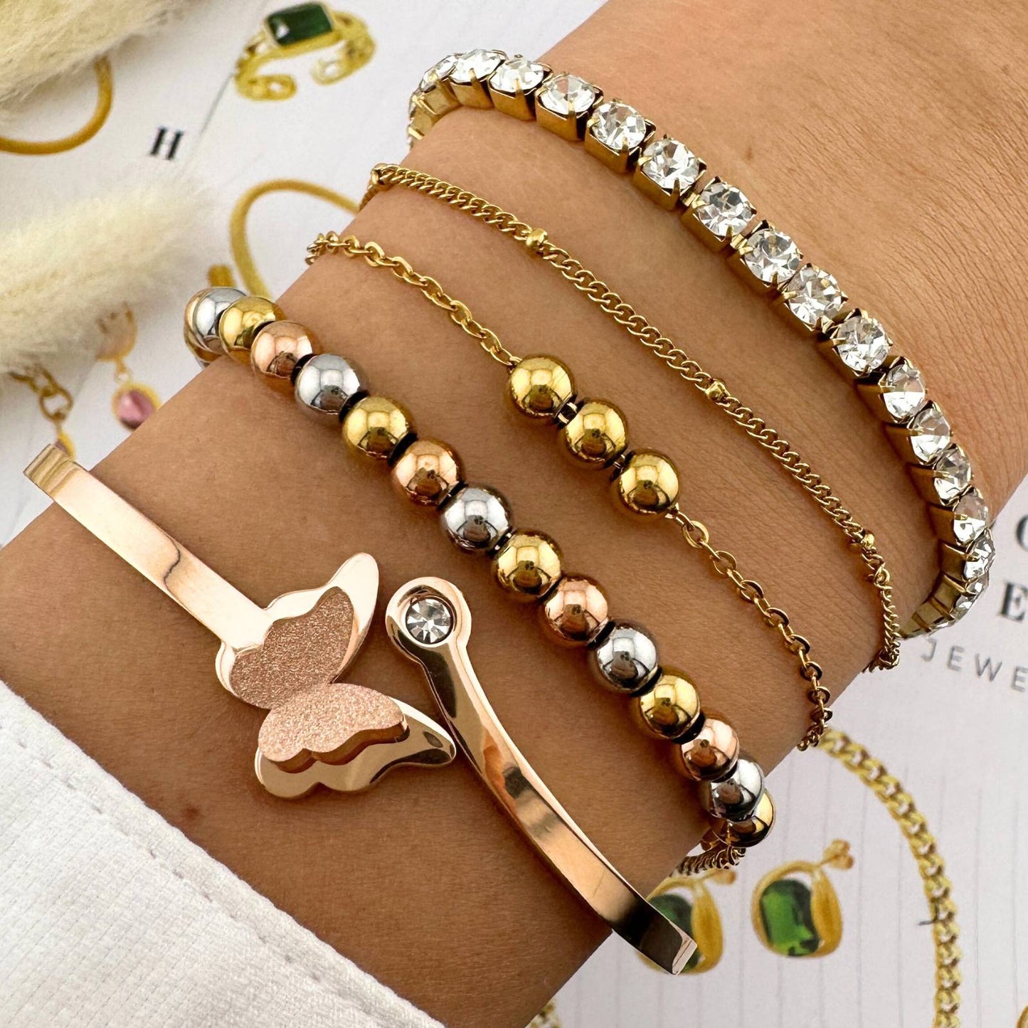 18K gold plated Stainless steel  Tennis bracelet, Intensity (no.22)