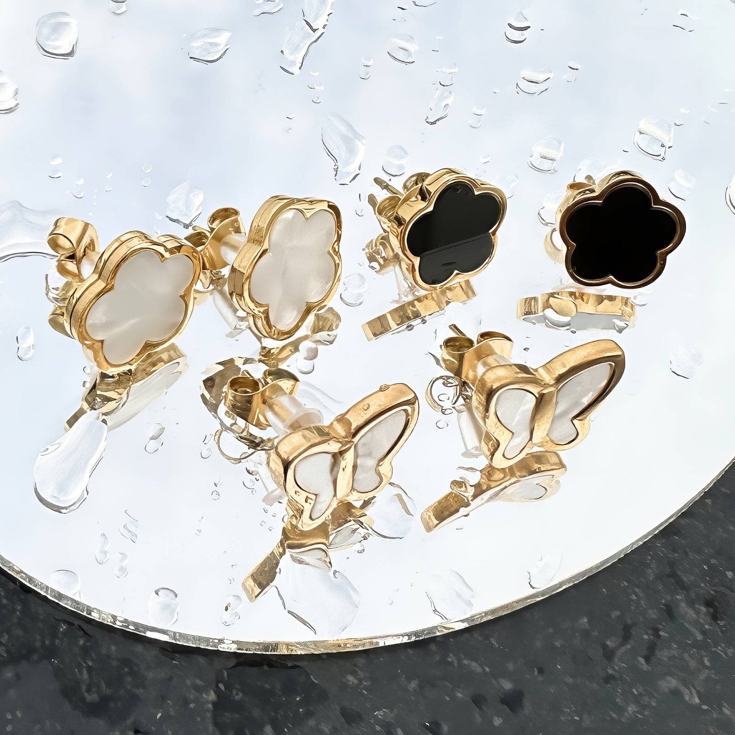 18K gold plated Stainless steel  Flowers earrings, Intensity (no.72)