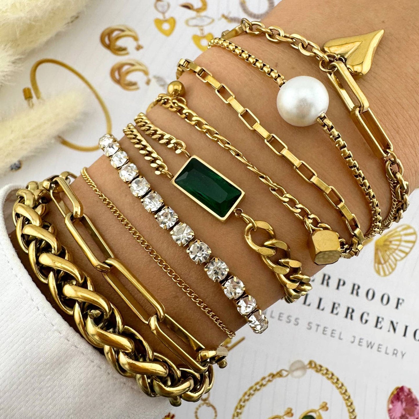 18K gold plated Stainless steel  Tennis bracelet, Intensity (no.22)