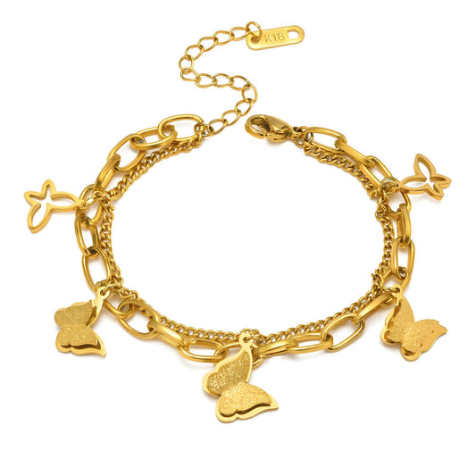 18K gold plated Stainless steel  Butterflies bracelet, Intensity (no.36)