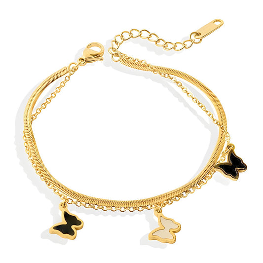 18K gold plated Stainless steel  Butterflies bracelet, Intensity (no.27)