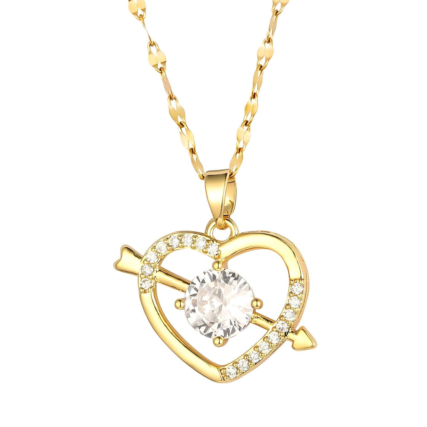 18K gold plated Stainless steel  Hearts necklace, Intensity (no.58)