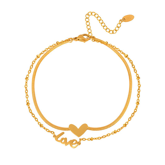 18K gold plated Stainless steel  Hearts anklet, Intensity (no.23)