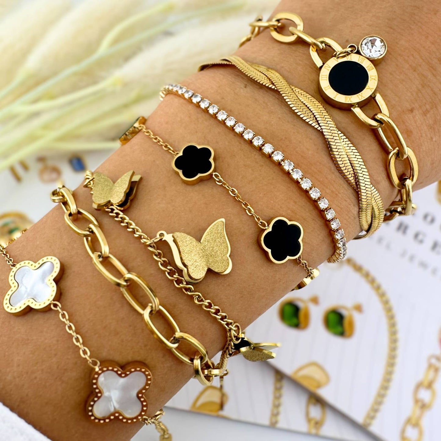 18K gold plated Stainless steel  Flower Meadow bracelet, Intensity(no.71)