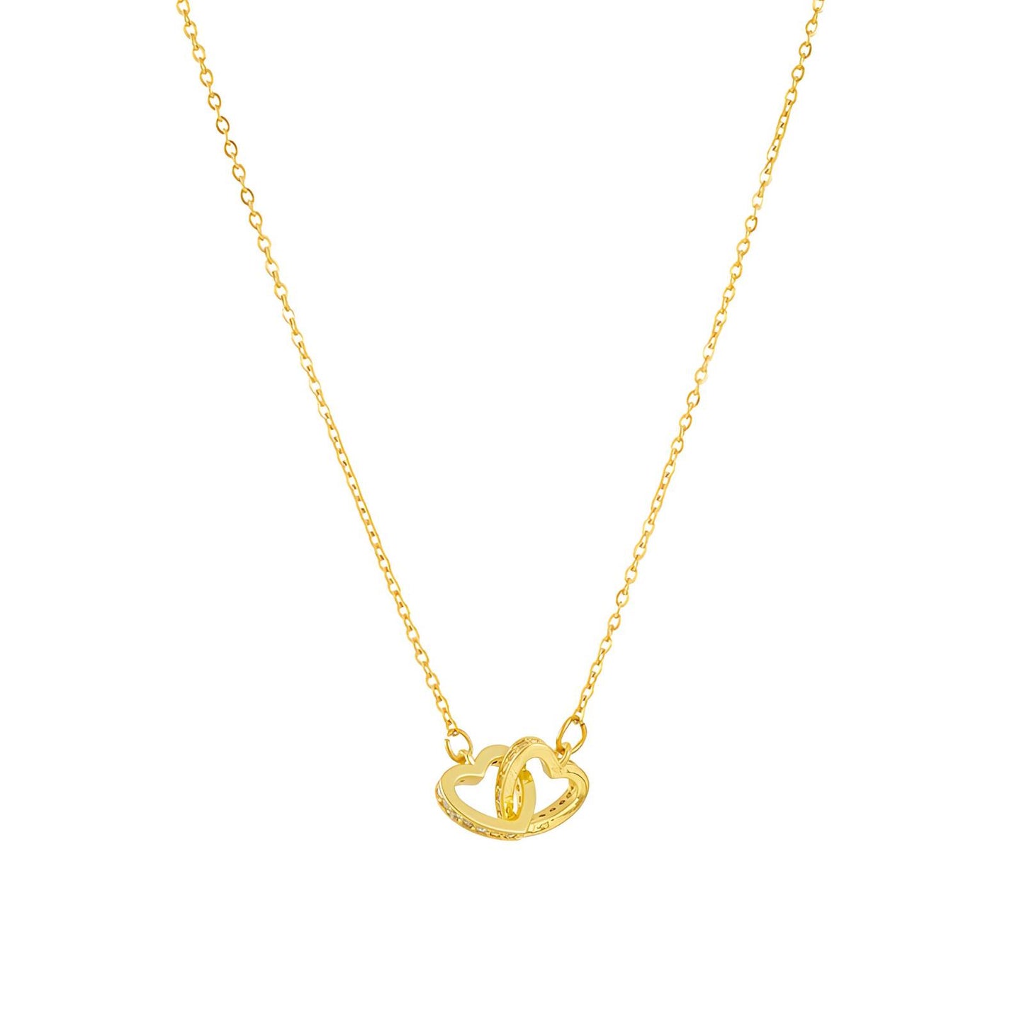 18K gold plated Stainless steel  Hearts necklace, Intensity (no.43)