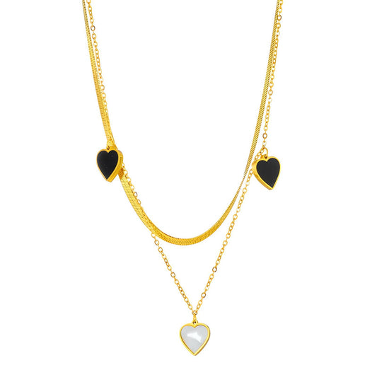 18K gold plated Stainless steel  Hearts necklace, Intensity (no.2)