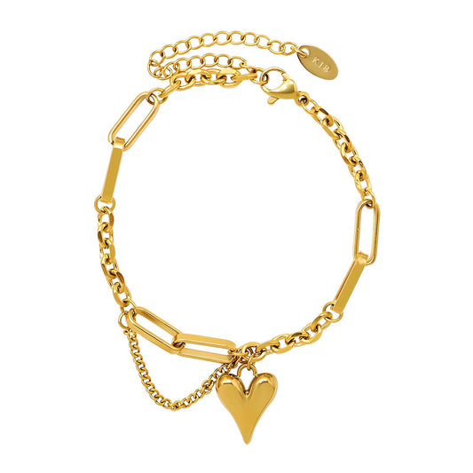 18K gold plated Stainless steel  Hearts bracelet, Intensity (no.12)