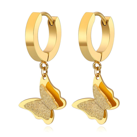18K gold plated Stainless steel  Butterflies earrings, Intensity (no.69)