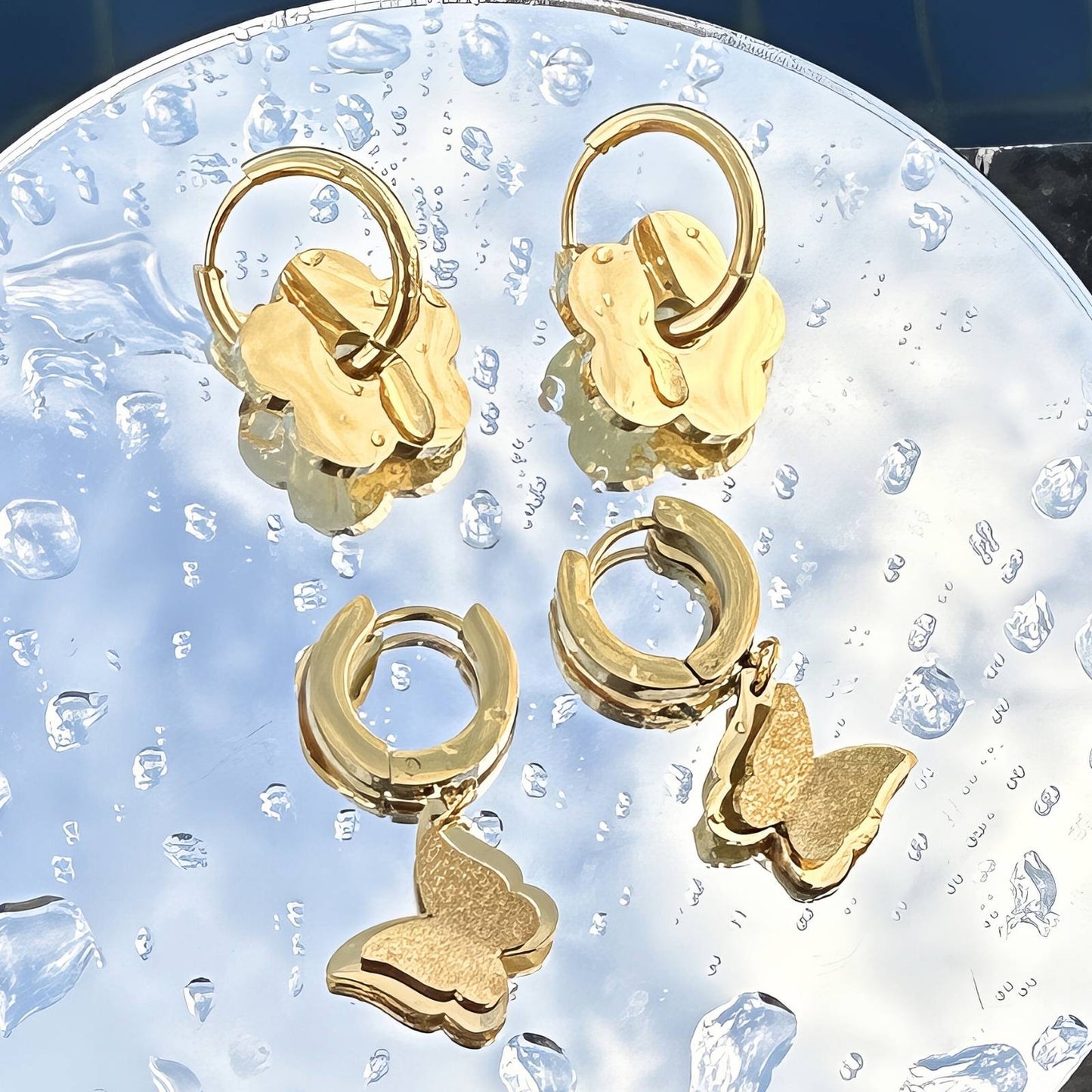 18K gold plated Stainless steel  Butterflies earrings, Intensity (no.69)