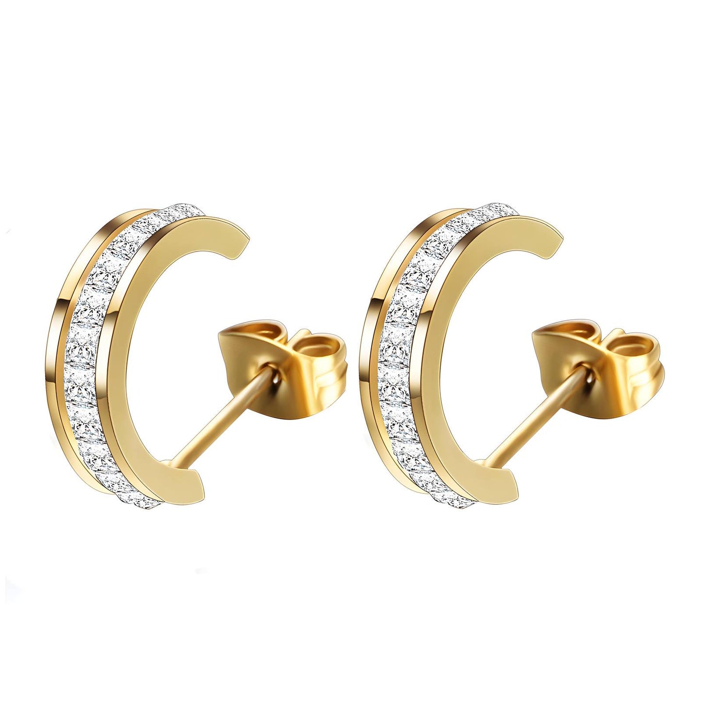 18K gold plated Stainless steel earrings, Intensity (no.26)