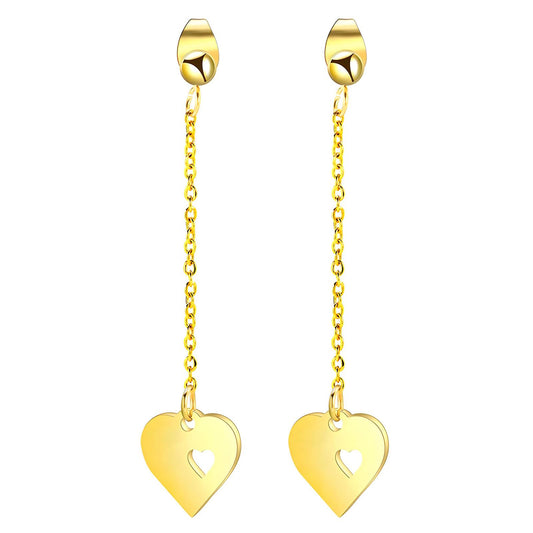 18K gold plated Stainless steel  Hearts earrings, Intensity(no.96)