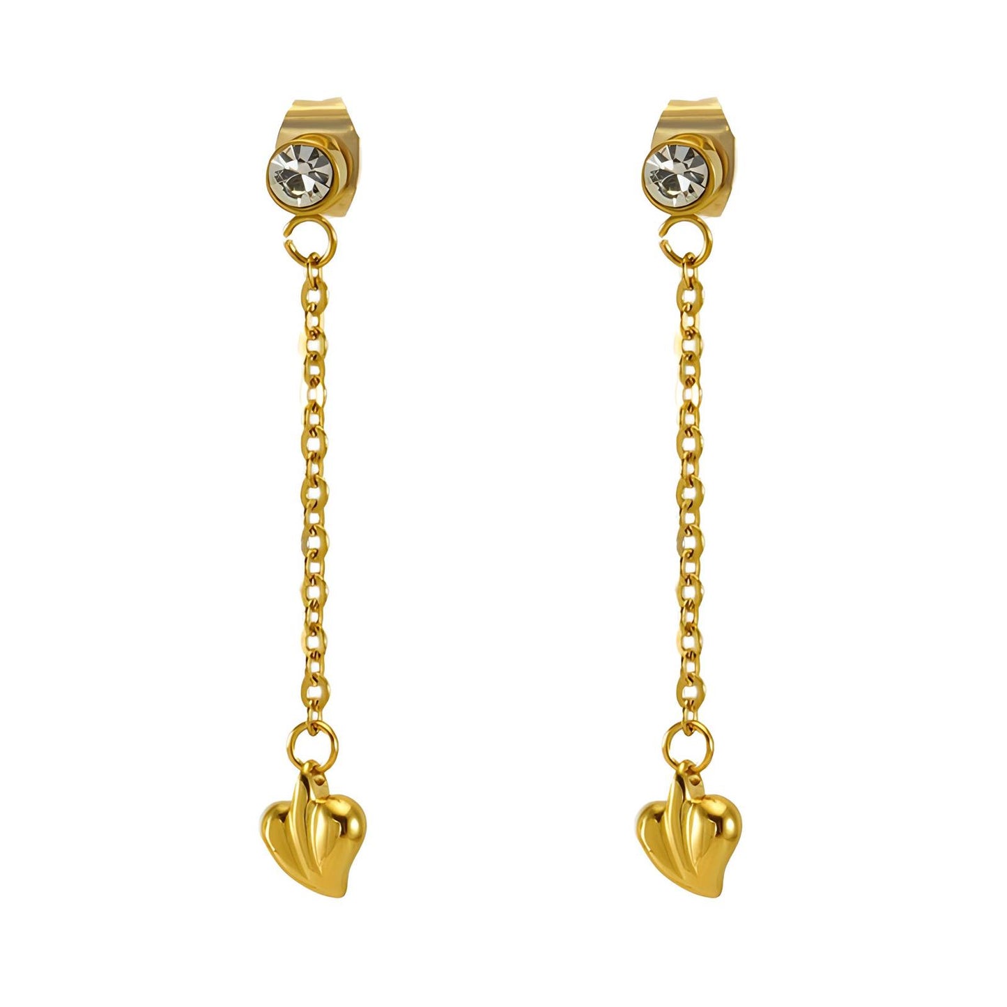 18K gold plated Stainless steel  Hearts earrings, Intensity(no.95)