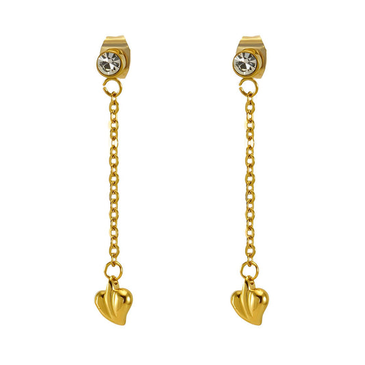 18K gold plated Stainless steel  Hearts earrings, Intensity(no.95)