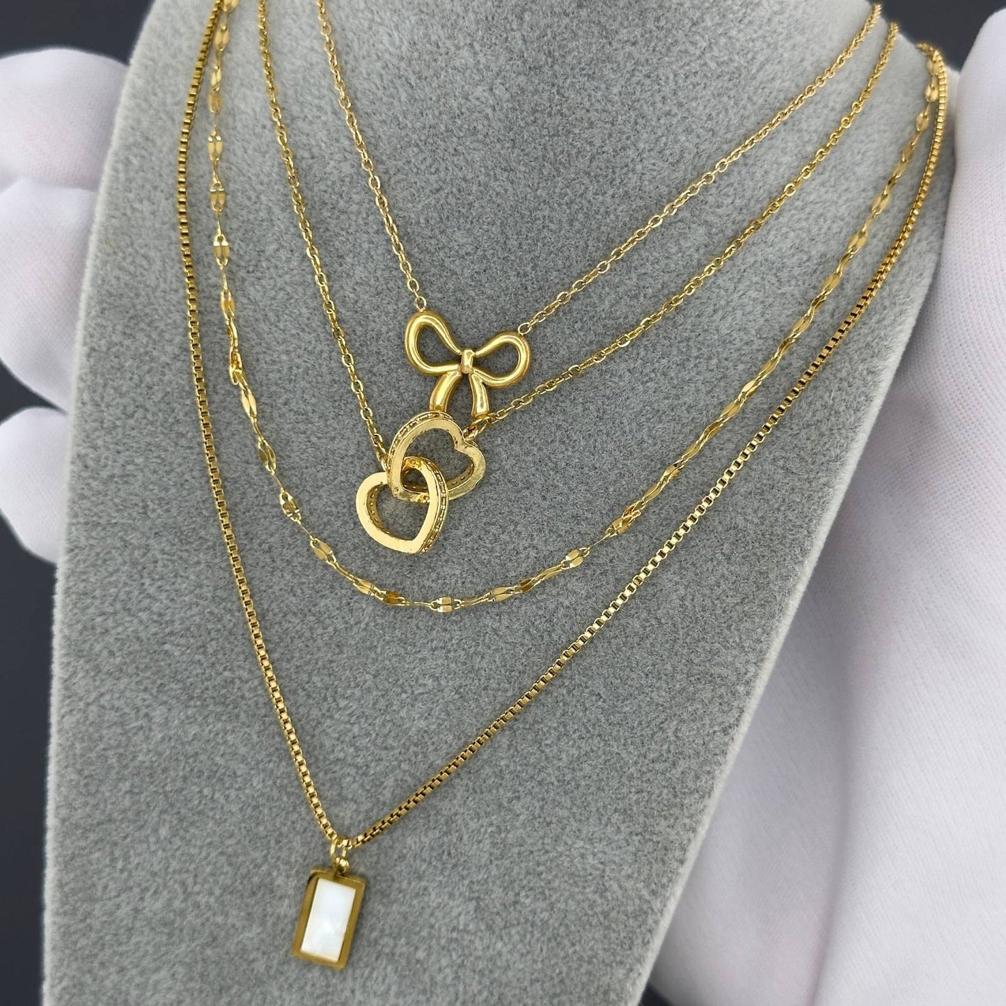 18K gold plated Stainless steel  Hearts necklace, Intensity (no.43)